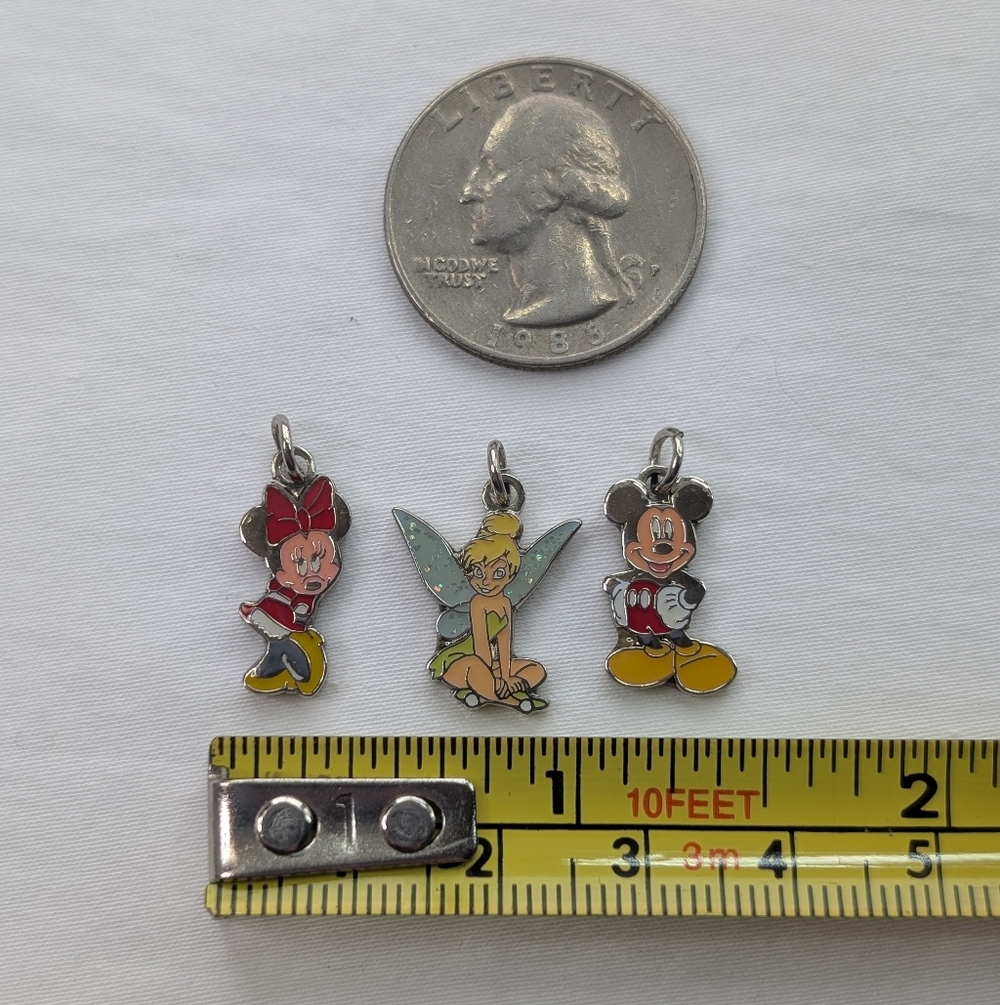 Vintage Disney Double Sided Enamel Charms Mickey Minnie Tinkerbell - Picture 4 of 7